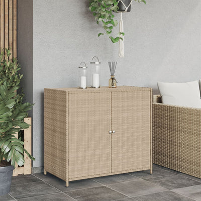 Garden Storage Cabinet Beige 83x45x76 cm Poly Rattan