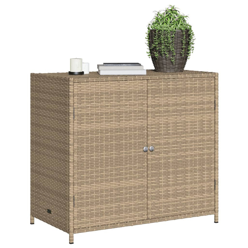 Garden Storage Cabinet Beige 83x45x76 cm Poly Rattan