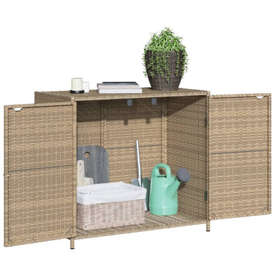 Garden Storage Cabinet Beige 83x45x76 cm Poly Rattan