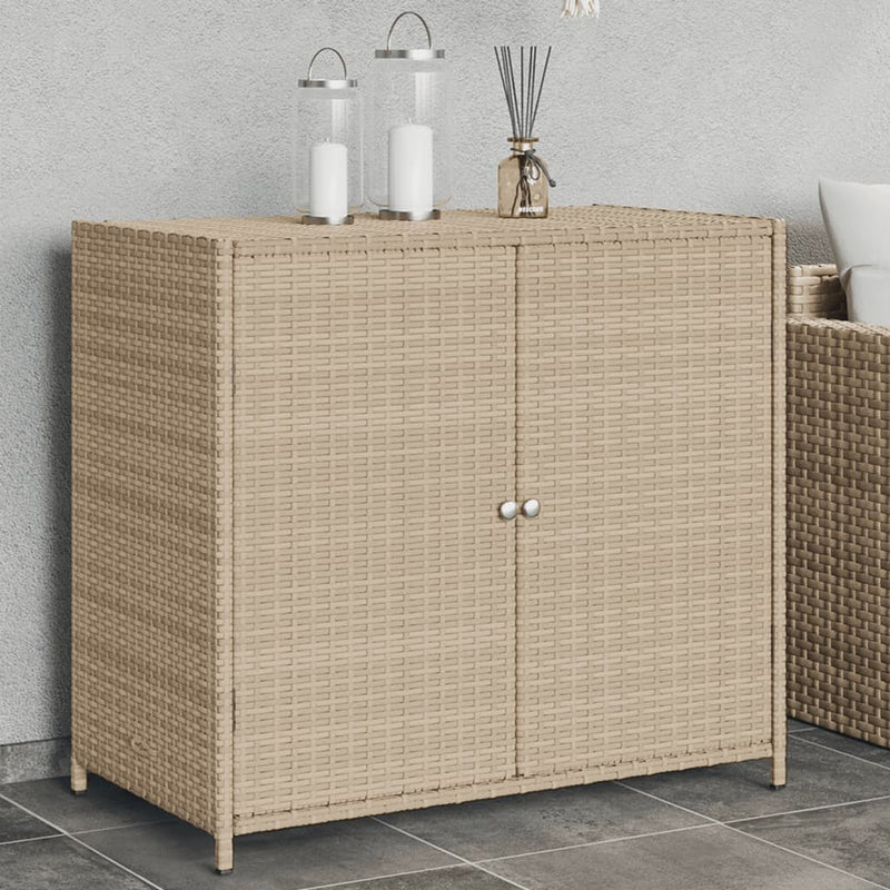 Garden Storage Cabinet Beige 83x45x76 cm Poly Rattan