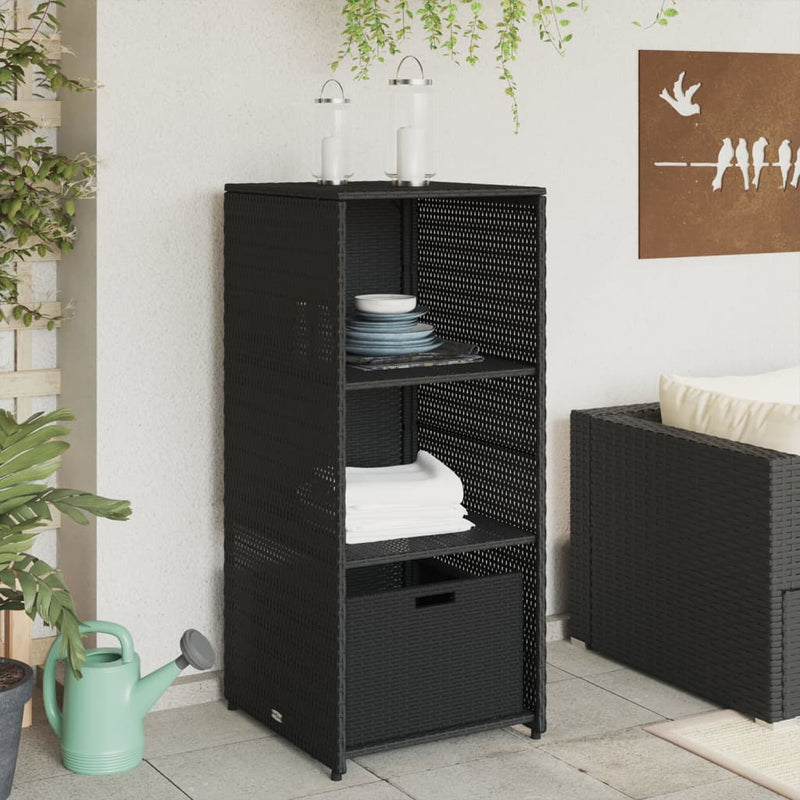 Garden Storage Cabinet Black 50x55x115 cm Poly Rattan