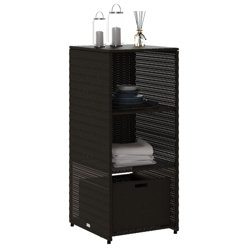 Garden Storage Cabinet Black 50x55x115 cm Poly Rattan