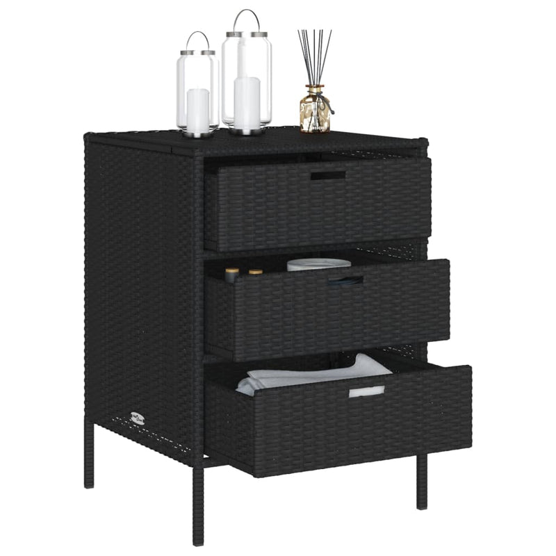 Garden Storage Cabinet Black 55x59x80 cm Poly Rattan