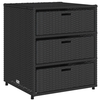 Garden Storage Cabinet Black 55x59x69 cm Poly Rattan