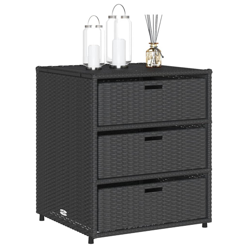 Garden Storage Cabinet Black 55x59x69 cm Poly Rattan