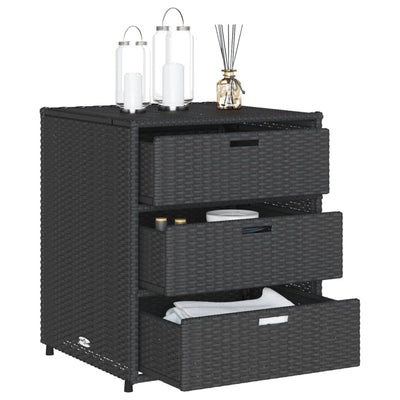 Garden Storage Cabinet Black 55x59x69 cm Poly Rattan