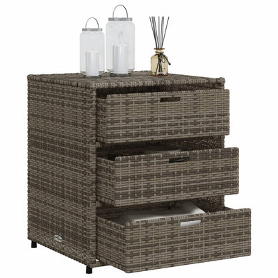 Garden Storage Cabinet Grey 55x59x69 cm Poly Rattan