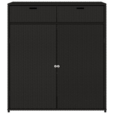 Garden Storage Cabinet Black 105x55x113 cm Poly Rattan