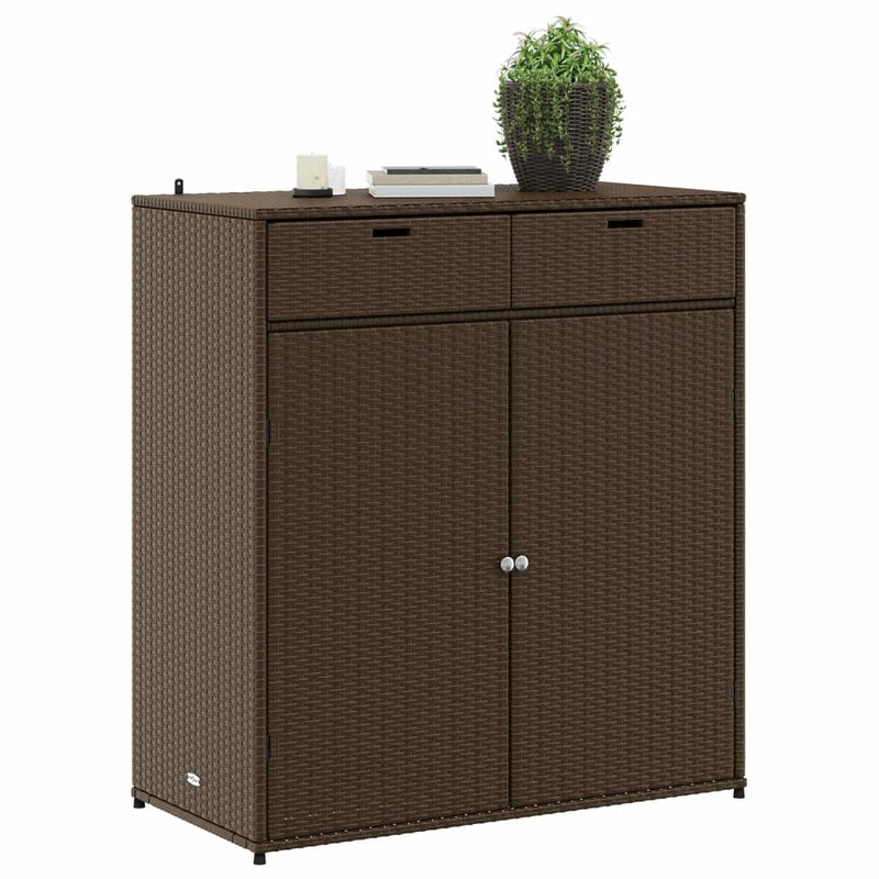 Garden Storage Cabinet Brown 105x55x113 cm Poly Rattan