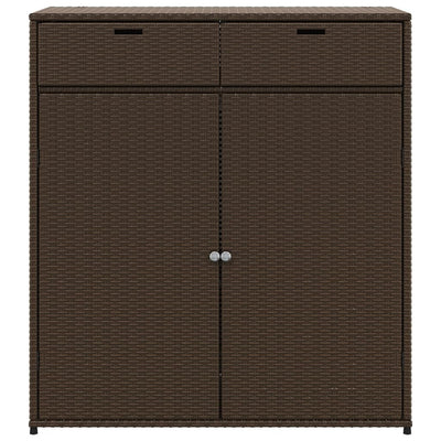 Garden Storage Cabinet Brown 105x55x113 cm Poly Rattan