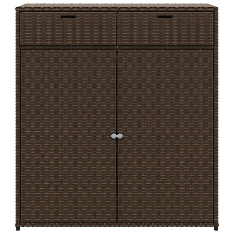 Garden Storage Cabinet Brown 105x55x113 cm Poly Rattan