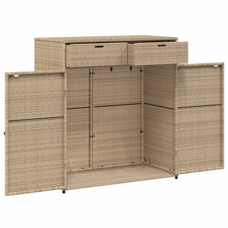 Garden Storage Cabinet Beige 105x55x113 cm Poly Rattan