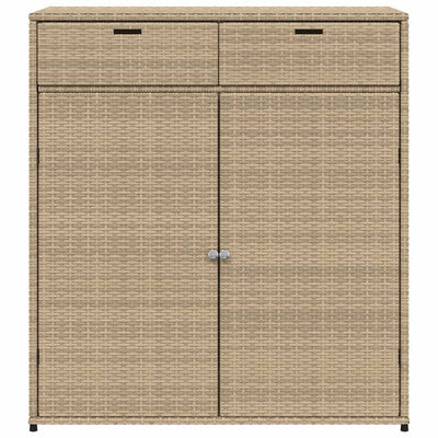 Garden Storage Cabinet Beige 105x55x113 cm Poly Rattan