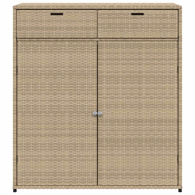 Garden Storage Cabinet Beige 105x55x113 cm Poly Rattan