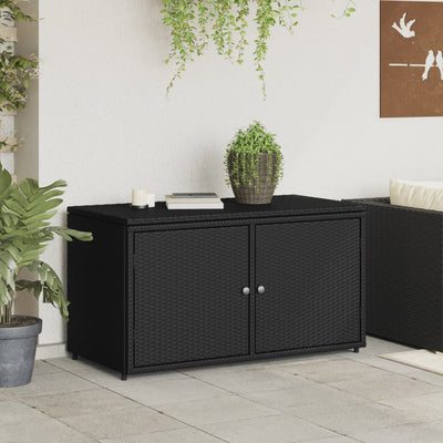 Garden Storage Cabinet Black 110x55x60.5 cm Poly Rattan