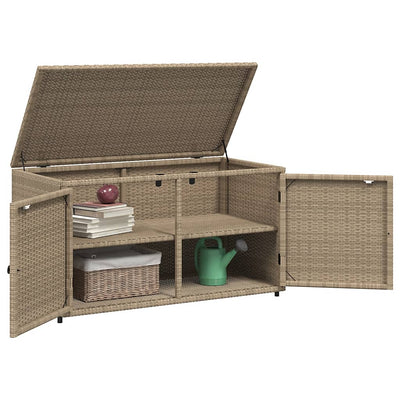 Garden Storage Cabinet Beige 110x55x60.5 cm Poly Rattan