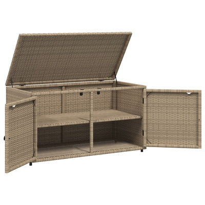 Garden Storage Cabinet Beige 110x55x60.5 cm Poly Rattan