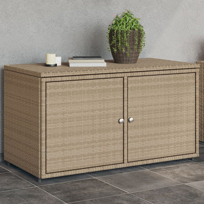 Garden Storage Cabinet Beige 110x55x60.5 cm Poly Rattan