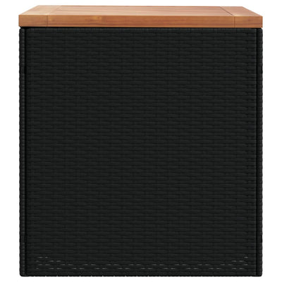 Garden Storage Box Black 110x50x54 cm Poly Rattan Acacia Wood