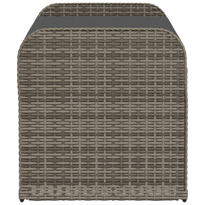 Storage Bench with Cushion Grey 115x51x52 cm Poly Rattan