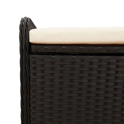 Storage Bench with Cushion Black 80x51x52 cm Poly Rattan