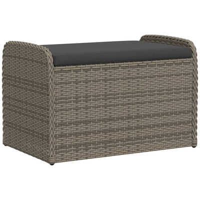 Storage Bench with Cushion Grey 80x51x52 cm Poly Rattan