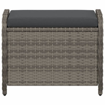 Garden Stool with Cushion Grey 58x46x46 cm Poly Rattan