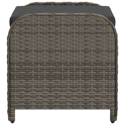 Garden Stool with Cushion Grey 58x46x46 cm Poly Rattan