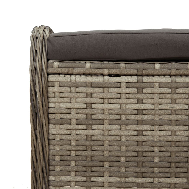 Garden Stool with Cushion Grey 58x46x46 cm Poly Rattan