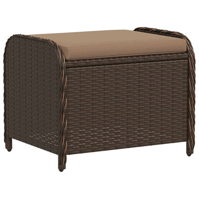 Garden Stool with Cushion Brown 58x46x46 cm Poly Rattan