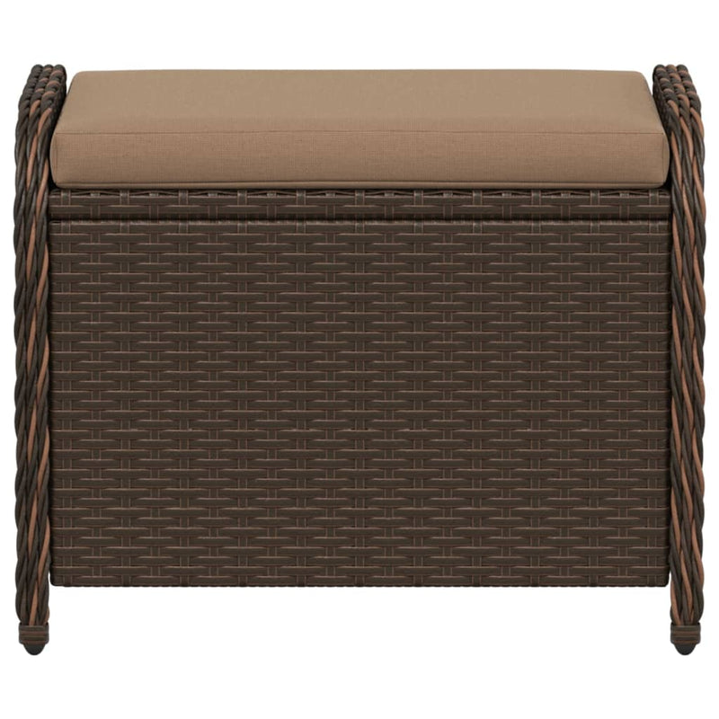 Garden Stool with Cushion Brown 58x46x46 cm Poly Rattan