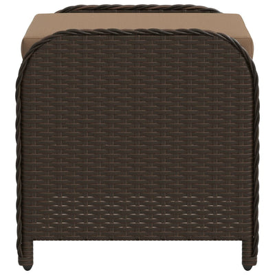 Garden Stool with Cushion Brown 58x46x46 cm Poly Rattan