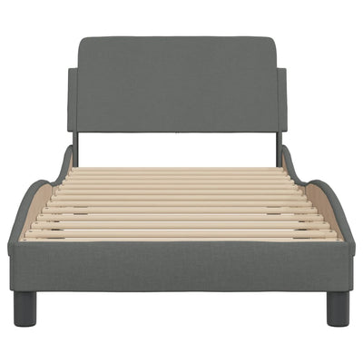 Bed Frame without Mattress Dark Grey 90x190 cm Fabric