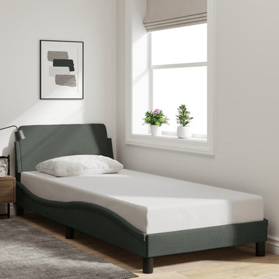 Bed Frame without Mattress Dark Grey 90x190 cm Fabric