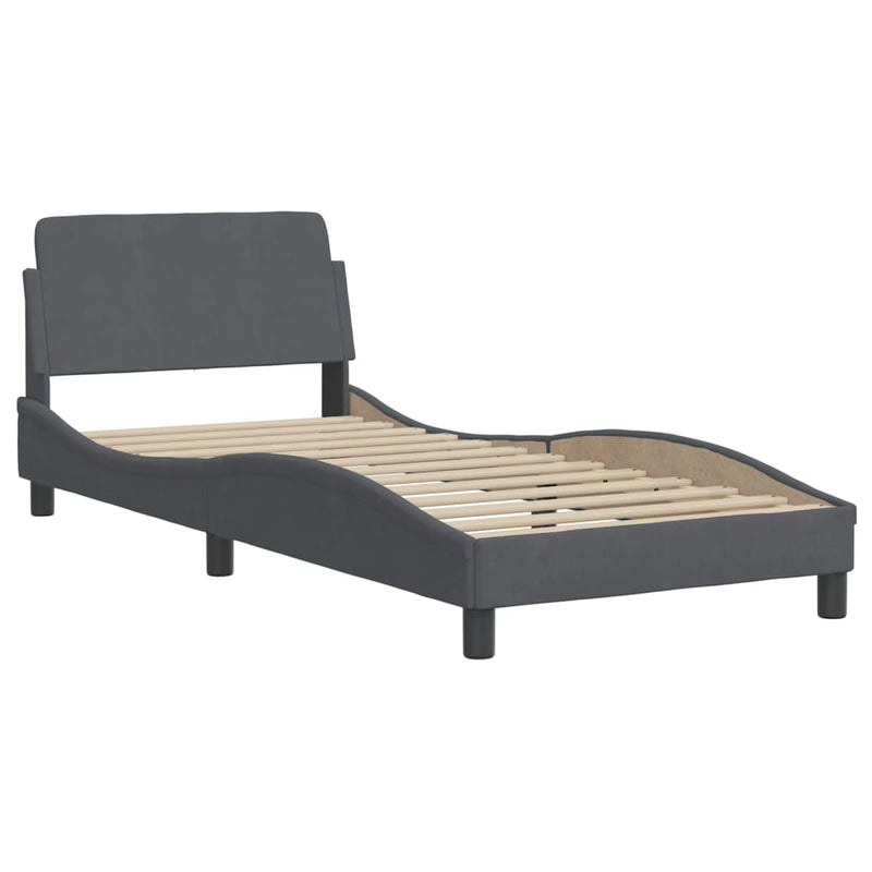 Bed Frame without Mattress Dark Grey 90x190 cm Velvet