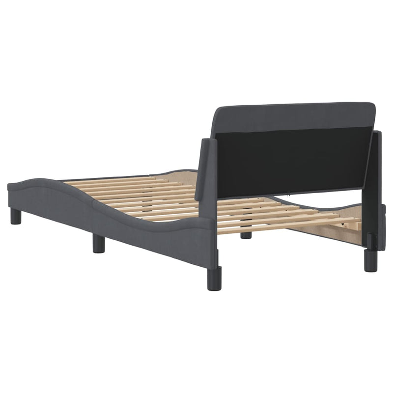 Bed Frame without Mattress Dark Grey 90x190 cm Velvet