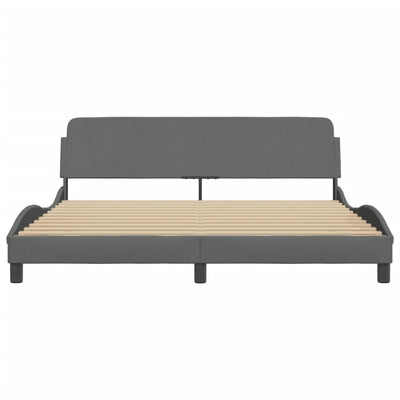 Bed Frame with Headboard Dark Grey 183x203 cm King Size Fabric