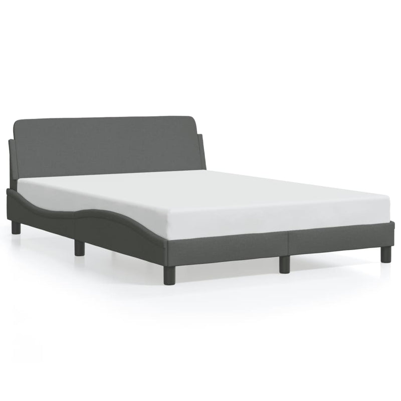 Bed Frame without Mattress Dark Grey 137x187 cm Double Fabric