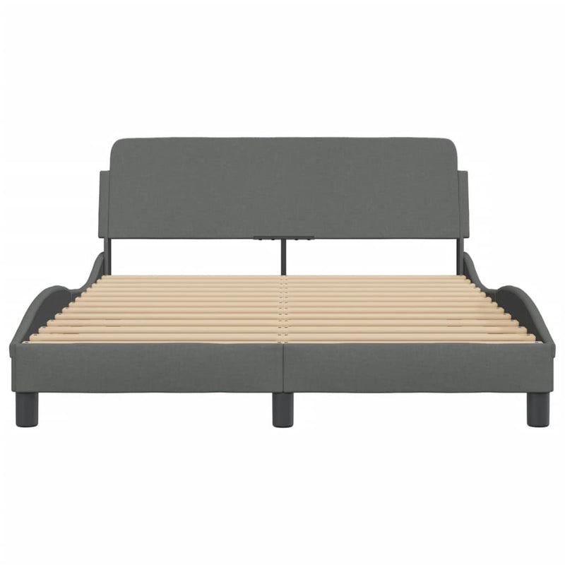 Bed Frame without Mattress Dark Grey 137x187 cm Double Fabric