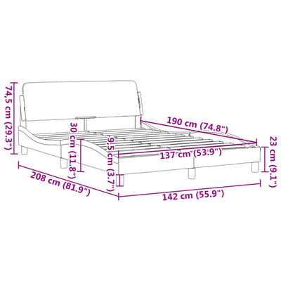 Bed Frame without Mattress Dark Grey 137x187 cm Double Fabric