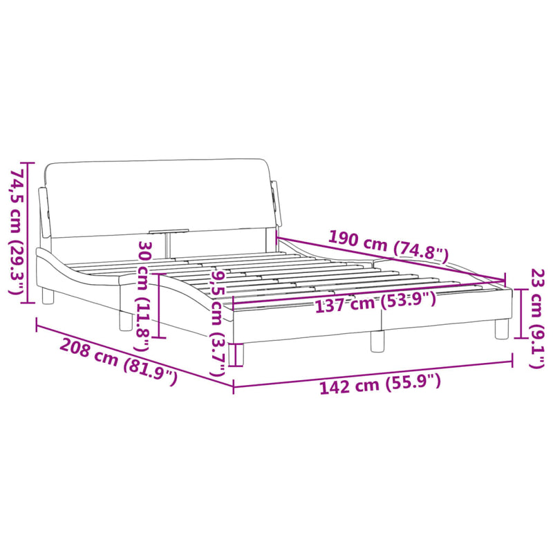 Bed Frame without Mattress Black 137x187 cm Double Fabric