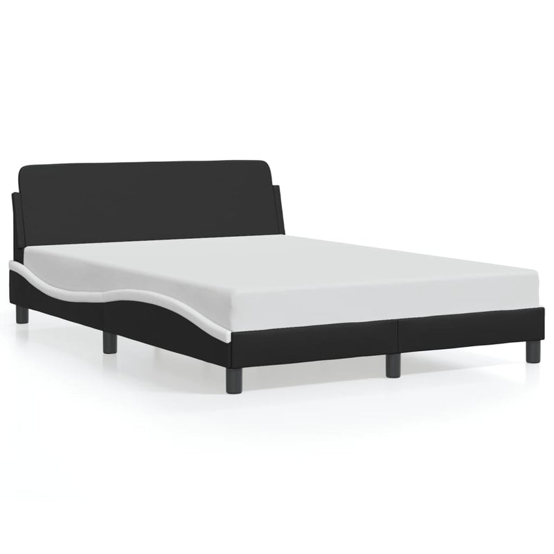 Bed Frame without Mattress Black and White 137x187 cm Double Faux Leather