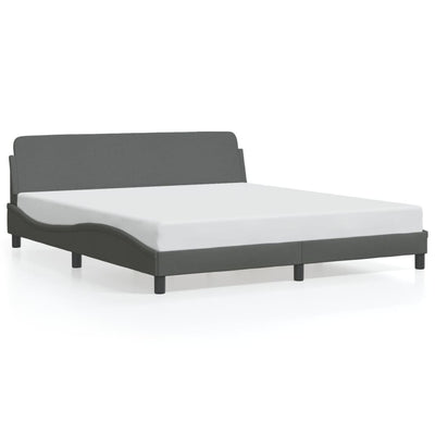 Bed Frame without Mattress Dark Grey 152x203 cm Queen Fabric