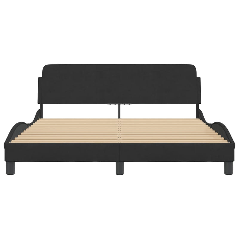 Bed Frame without Mattress Black 152x203 cm Queen Velvet