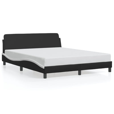 Bed Frame without Mattress Black and White 152x203 cm Queen Faux Leather