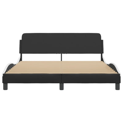 Bed Frame without Mattress Black and White 152x203 cm Queen Faux Leather