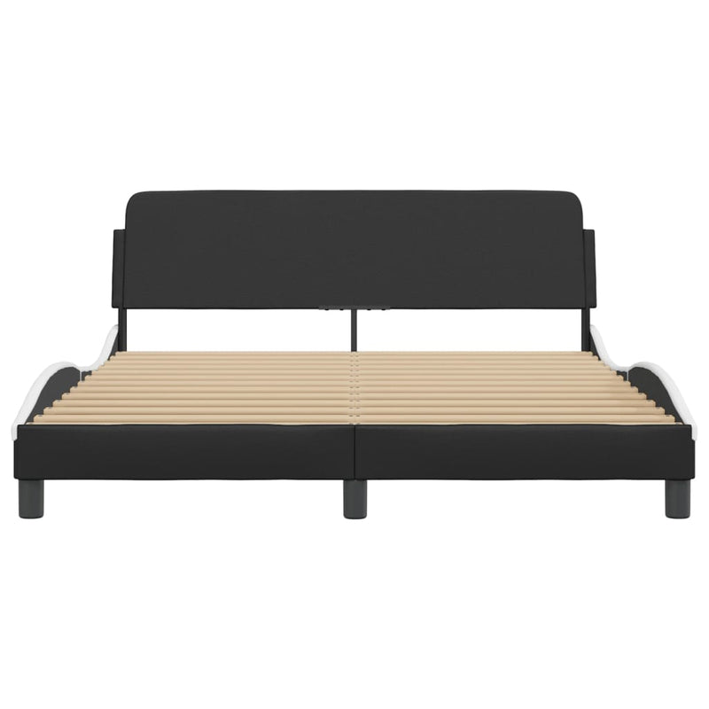 Bed Frame without Mattress Black and White 152x203 cm Queen Faux Leather