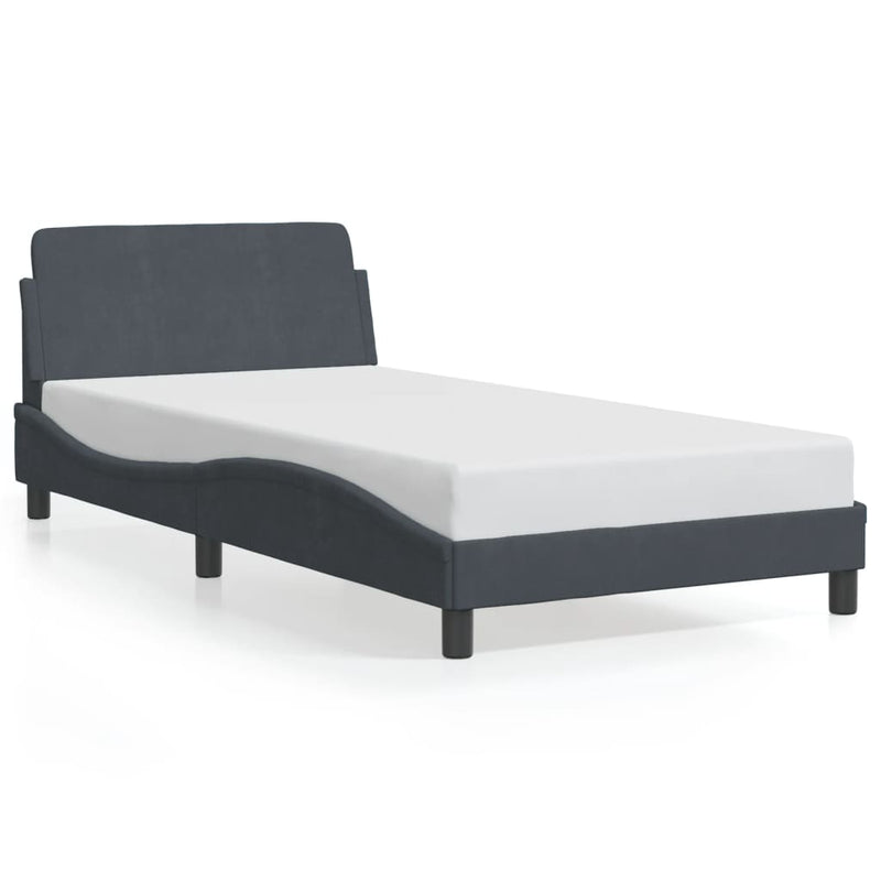 Bed Frame without Mattress Dark Grey 107x203 cm King Single Velvet