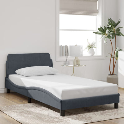 Bed Frame without Mattress Dark Grey 107x203 cm King Single Velvet