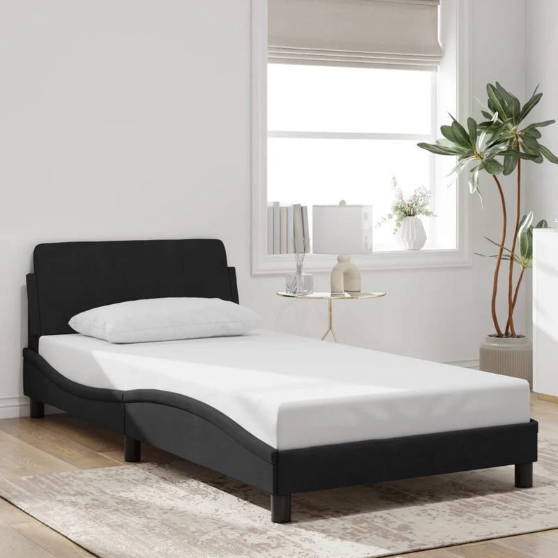 Bed Frame without Mattress Black 107x203 cm King Single Velvet